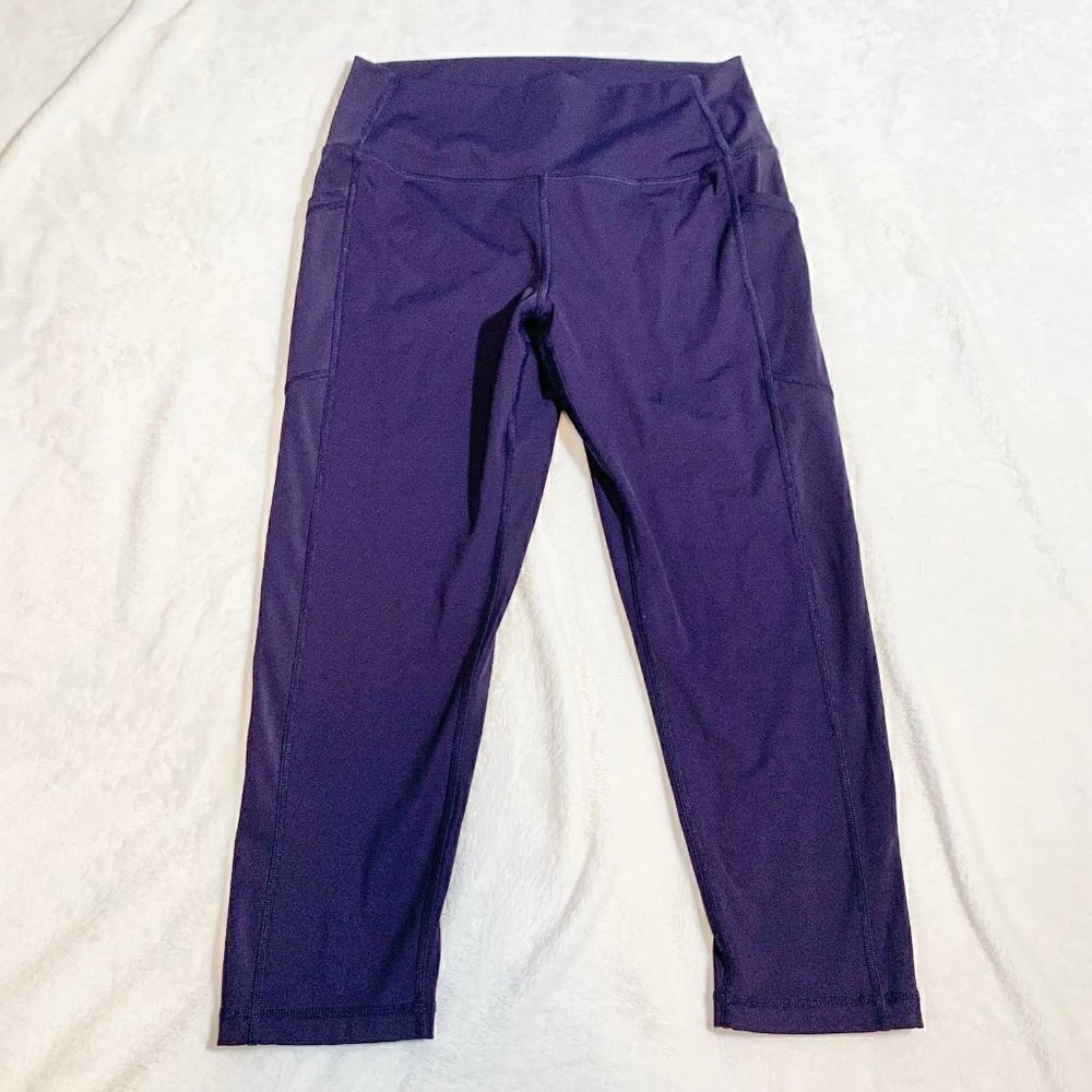 5/$25 Zyia Active Girls Purple High Waisted Pocket‎ Cropped Leggings Size 12